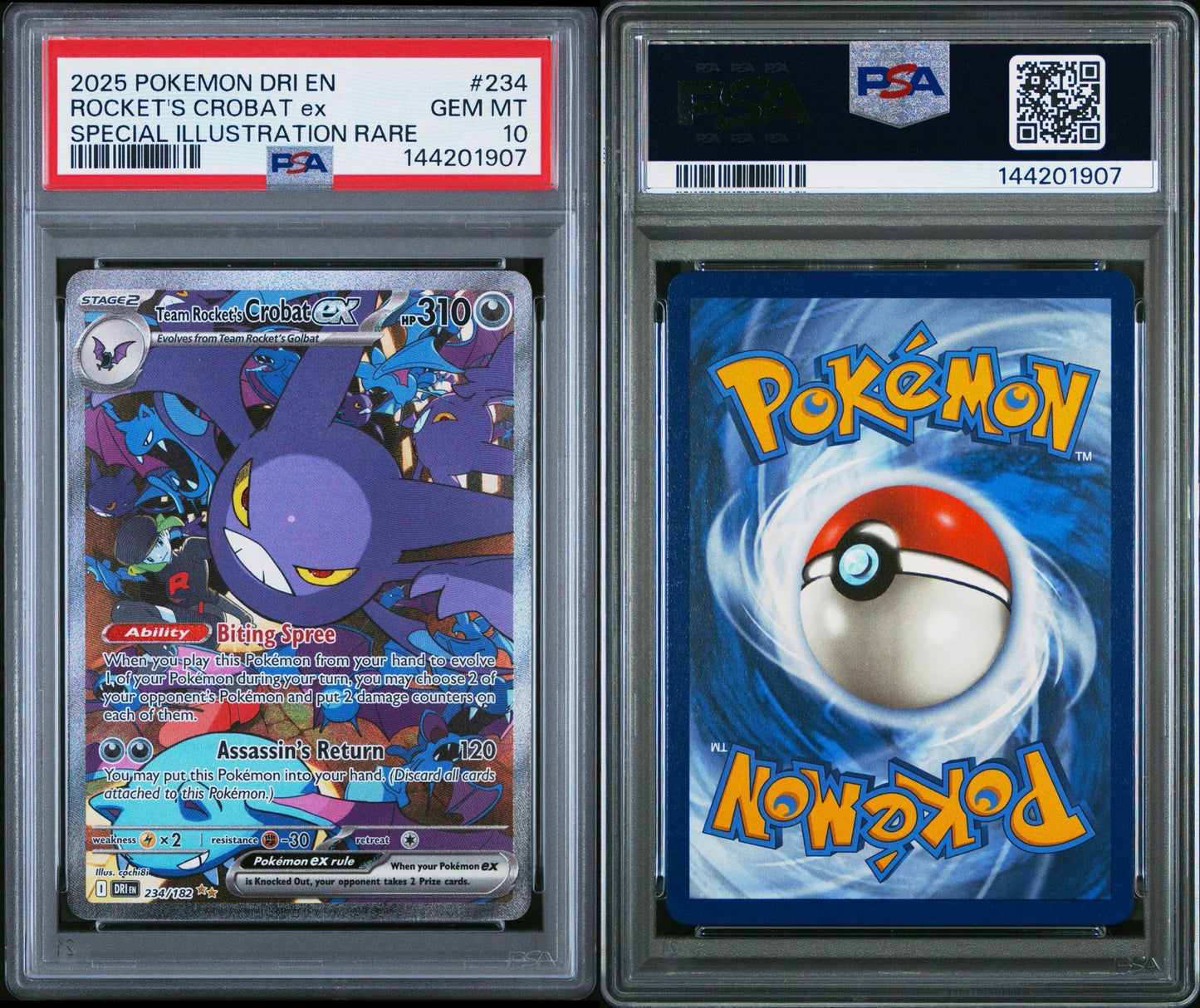 TEAM ROCKET'S CROBAT EX 234 2025 POKEMON DRI EN-DESTINED RIVALS | SPECIAL ILLUSTRATION RARE PSA 10