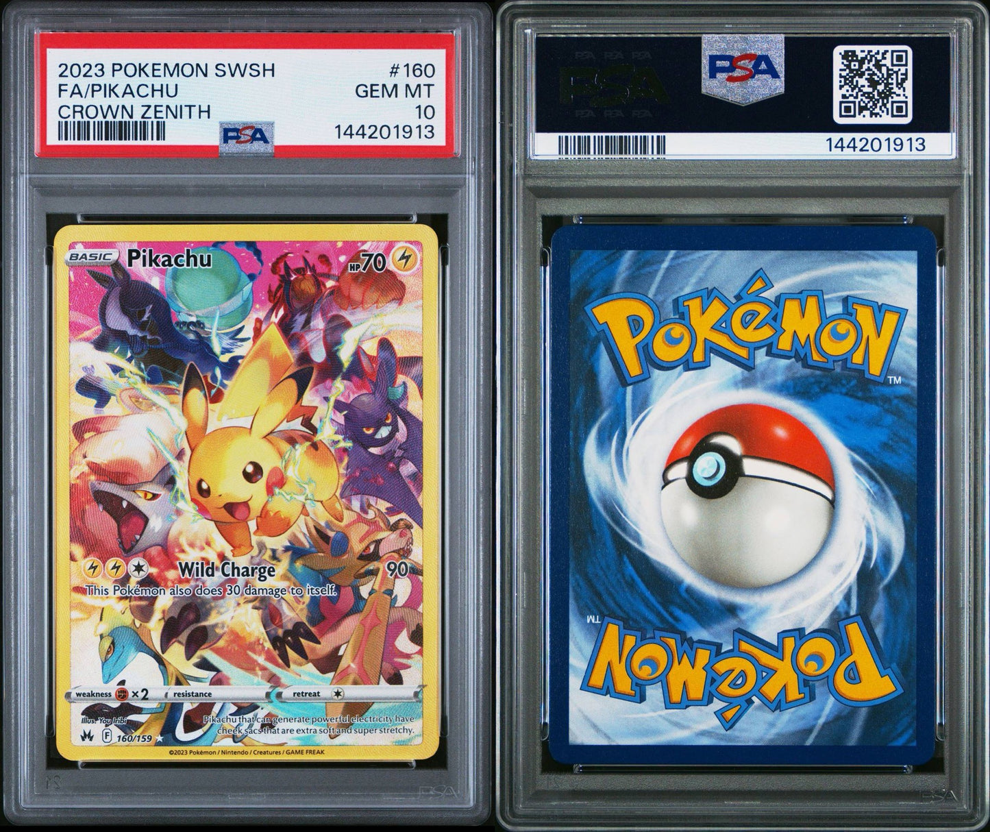 2023 POKEMON SWORD AND SHIELD CROWN ZENITHFULL ART/PIKACHU 160 PSA 10