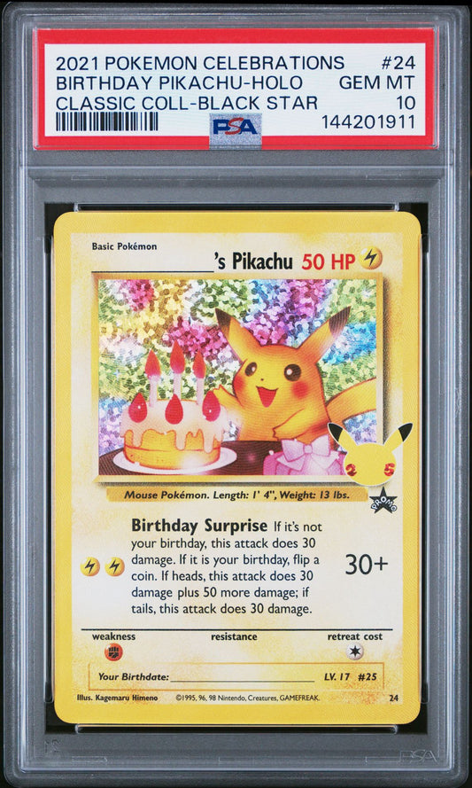 2021 POKEMON CELEBRATIONS CLASSIC COLLECTIONBIRTHDAY PIKACHU-HOLO 24 PSA 10