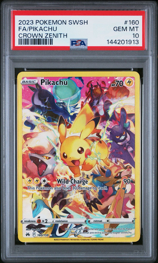 2023 POKEMON SWORD AND SHIELD CROWN ZENITHFULL ART/PIKACHU 160 PSA 10