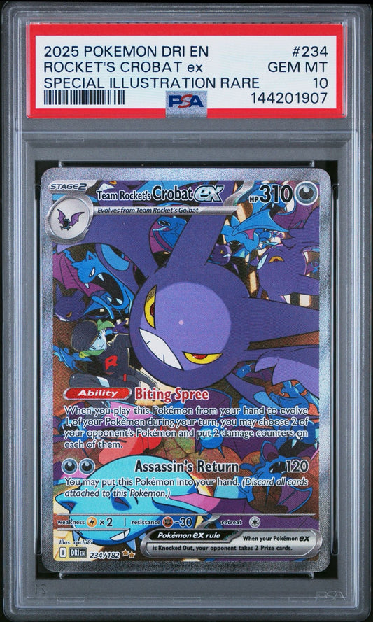 TEAM ROCKET'S CROBAT EX 234 2025 POKEMON DRI EN-DESTINED RIVALS | SPECIAL ILLUSTRATION RARE PSA 10