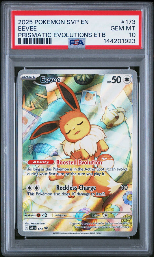 2025 POKEMON SVP EN-SV BLACK STAR PROMO | PRISMATIC EVOLUTIONS ELITE TRAINER BOXEEVEE 173 PSA 10
