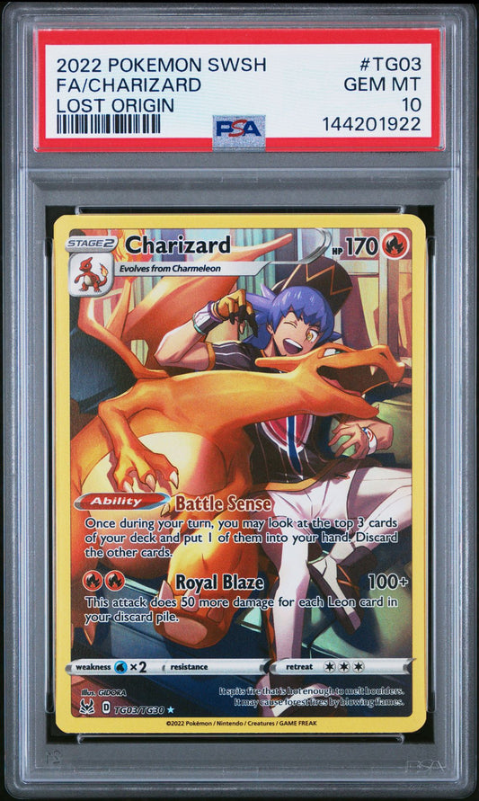 2022 POKEMON SWORD & SHIELD LOST ORIGINFULL ART/CHARIZARD TG03 PSA 10